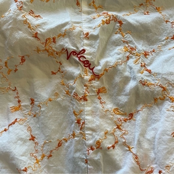 Volcom White with Orange Embroidered Pixie Dust Button Front Cami Tank - Picture 9 of 10